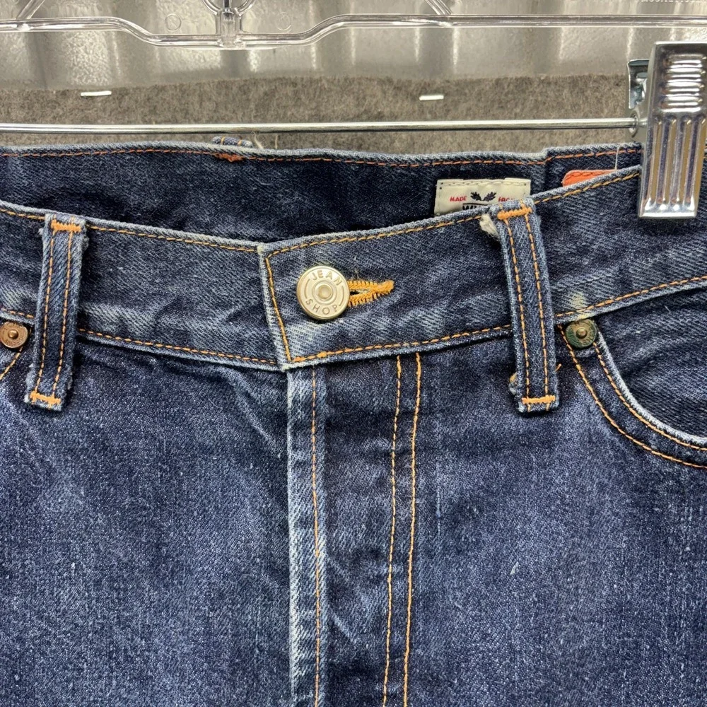 Jean Shop Bowie Slim Selvedge Jeans Men 32L Blue Button Fly White Oak Cone Denim